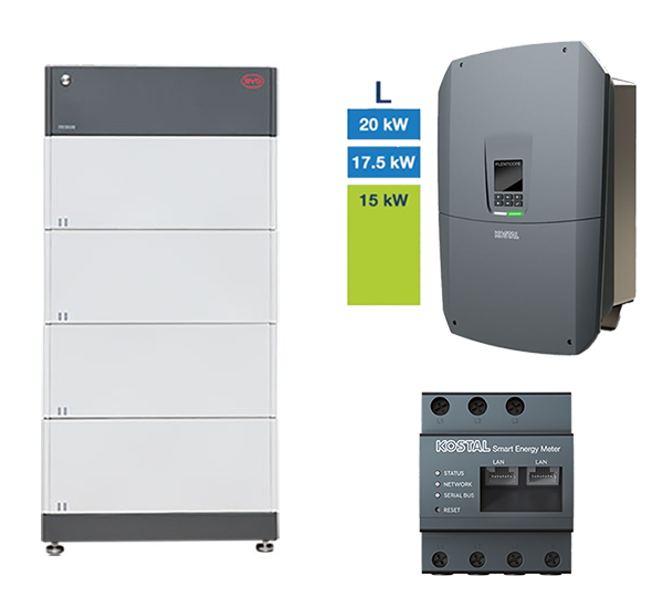 BYD + KOSTAL HV-System, 15,0-20,0kW, 11,04 kWh nutzbar,3-phasig, BYD HVM 11.0 + PLENTICORE L G3