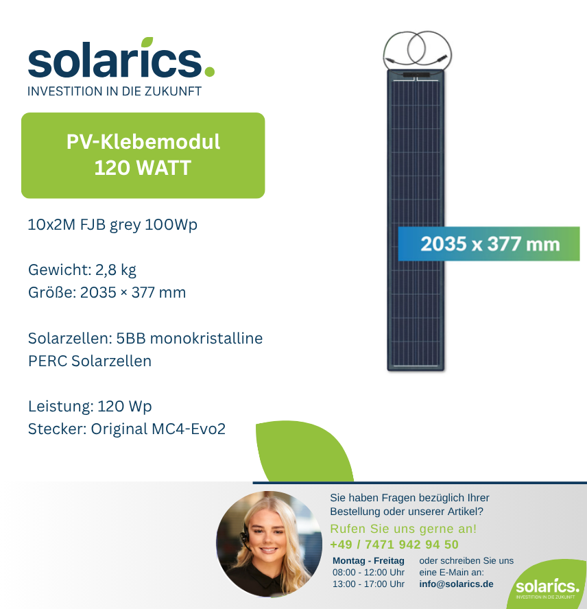 DAS Solarmodul 12x2M FJB grey 120Wp