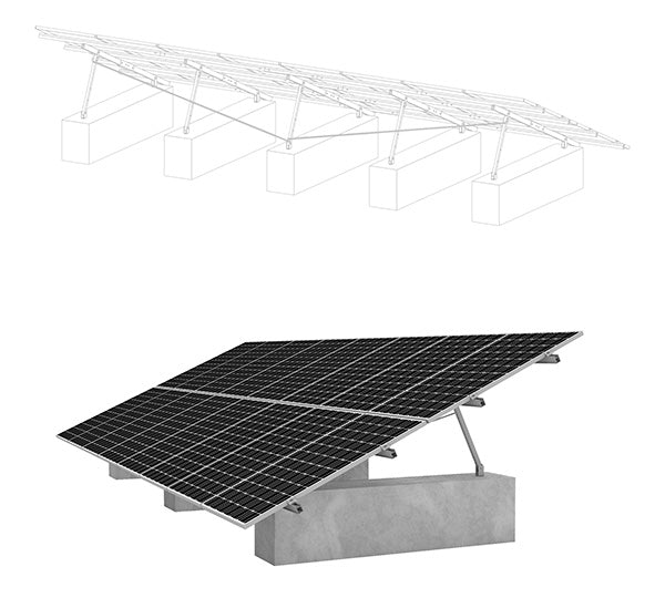 K2 Systems GMS A-RACK 15/20/25° 1.3KN/M² (-> SCHIENE) A-Rack System Komplettset Für 16 Module