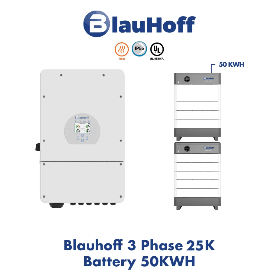 Blauhoff Batteriespeicher 25K/50kWh HV 3-Phasen-System-Powerpack IP55 100aH 1C Laden/Entladen