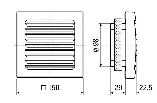 Maico Innengitter, einstellbar AZE 100 P mit PPI 20 Filter, DN100