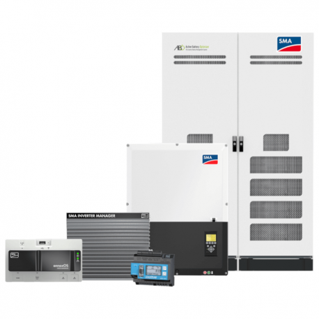 SMA Business Speicherpaket mit 60kW Wechselrichter und 67kWh Batteriespeicher