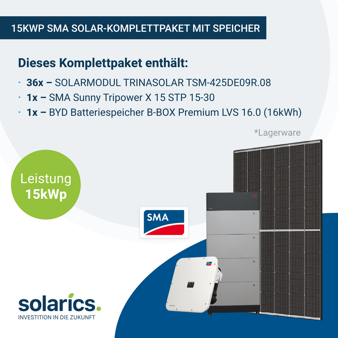 SMA Solar-Komplettpaket 15kWp mit Speicher
