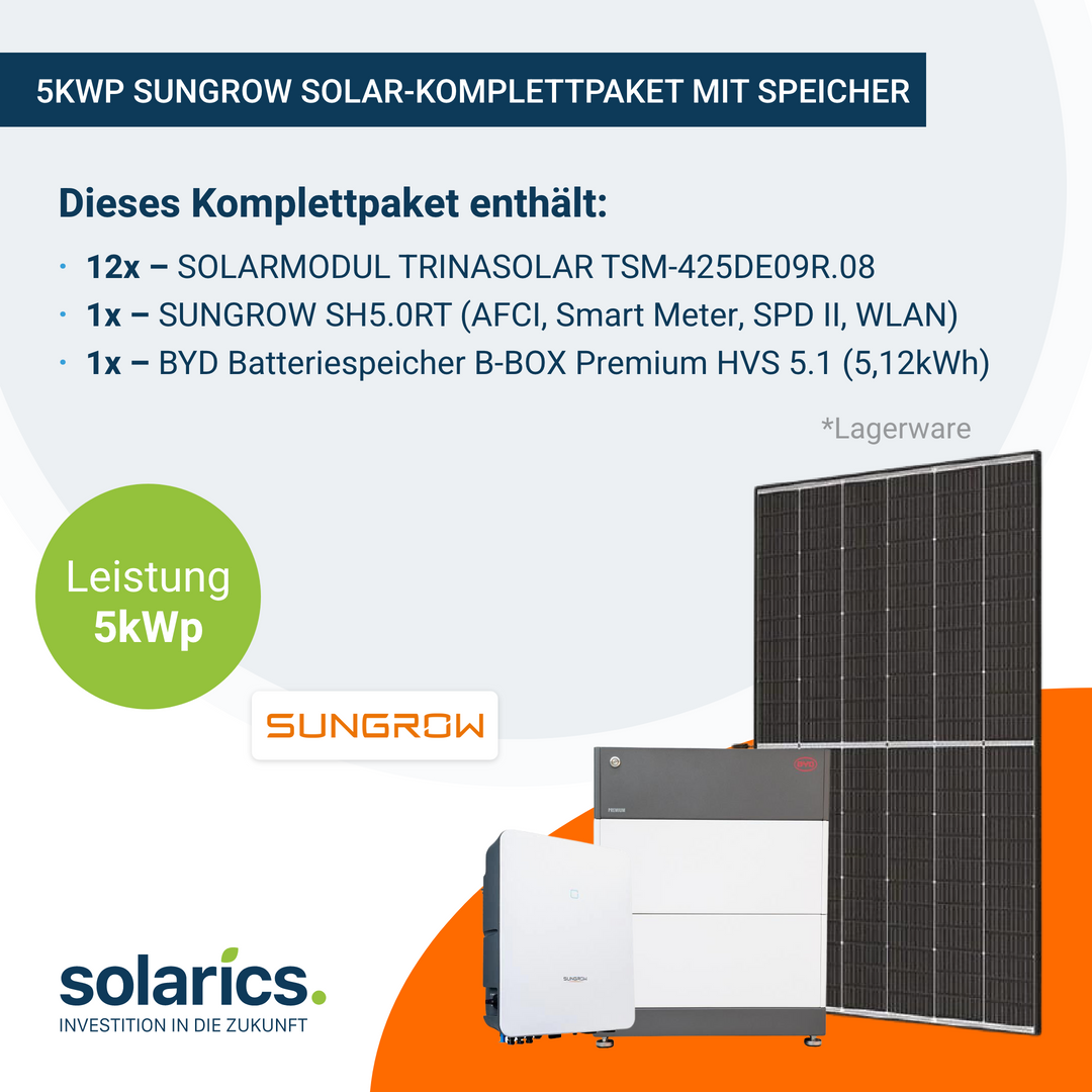 5,1 kWp SUNGROW Solar-Komplettanlage mit Speicher