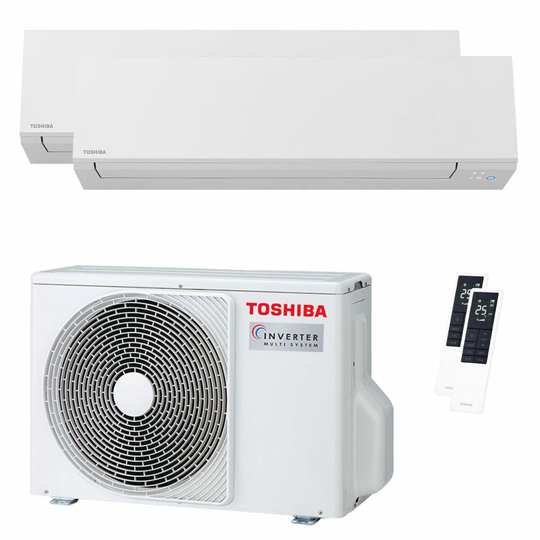 Toshiba SHORAI Edge White 5000+5000 BTU – Multisplit-Klimagerät (2 Innengeräte), 3/4 kW, R32, A++/A++, WLAN