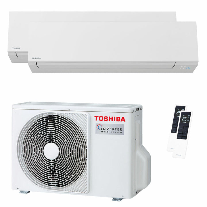 Toshiba SHORAI Edge White 5000+9000 BTU – Multisplit-Klimagerät (2 Innengeräte), 4/4,4 kW, R32, A++/A++, WLAN