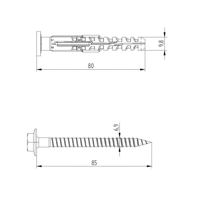 novotegra Fassadendübel 10 x 80 mit Schraube
