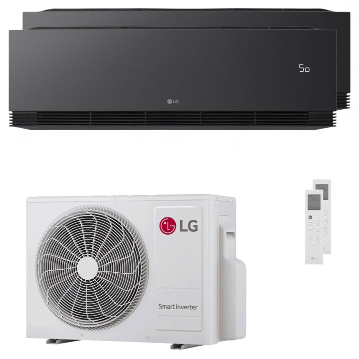 LG ARTCOOL Black AI 9000+9000 BTU – Multisplit-Klimagerät (2 Innengeräte), 4,69/5,28 kW, R32, A+++/A++, WLAN, Schwarz