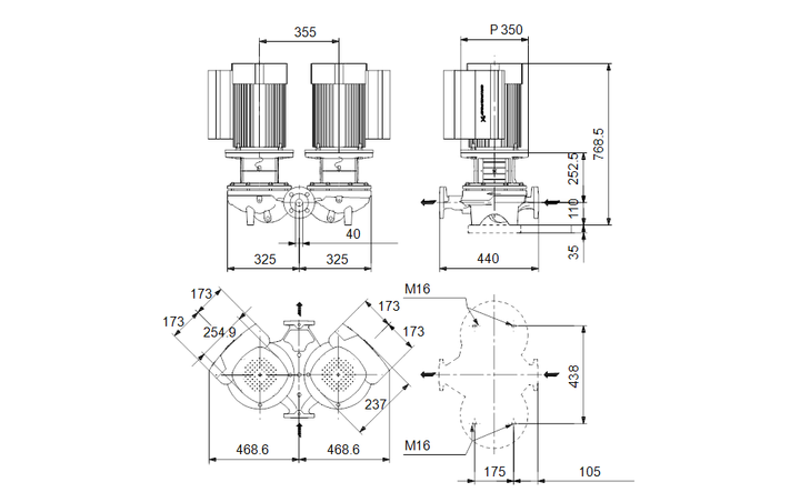 GRUNDFOS Einstufige Inlinepumpe  TPED 40-630/2 A-F-A-BQQE-NWB Art. 99114605