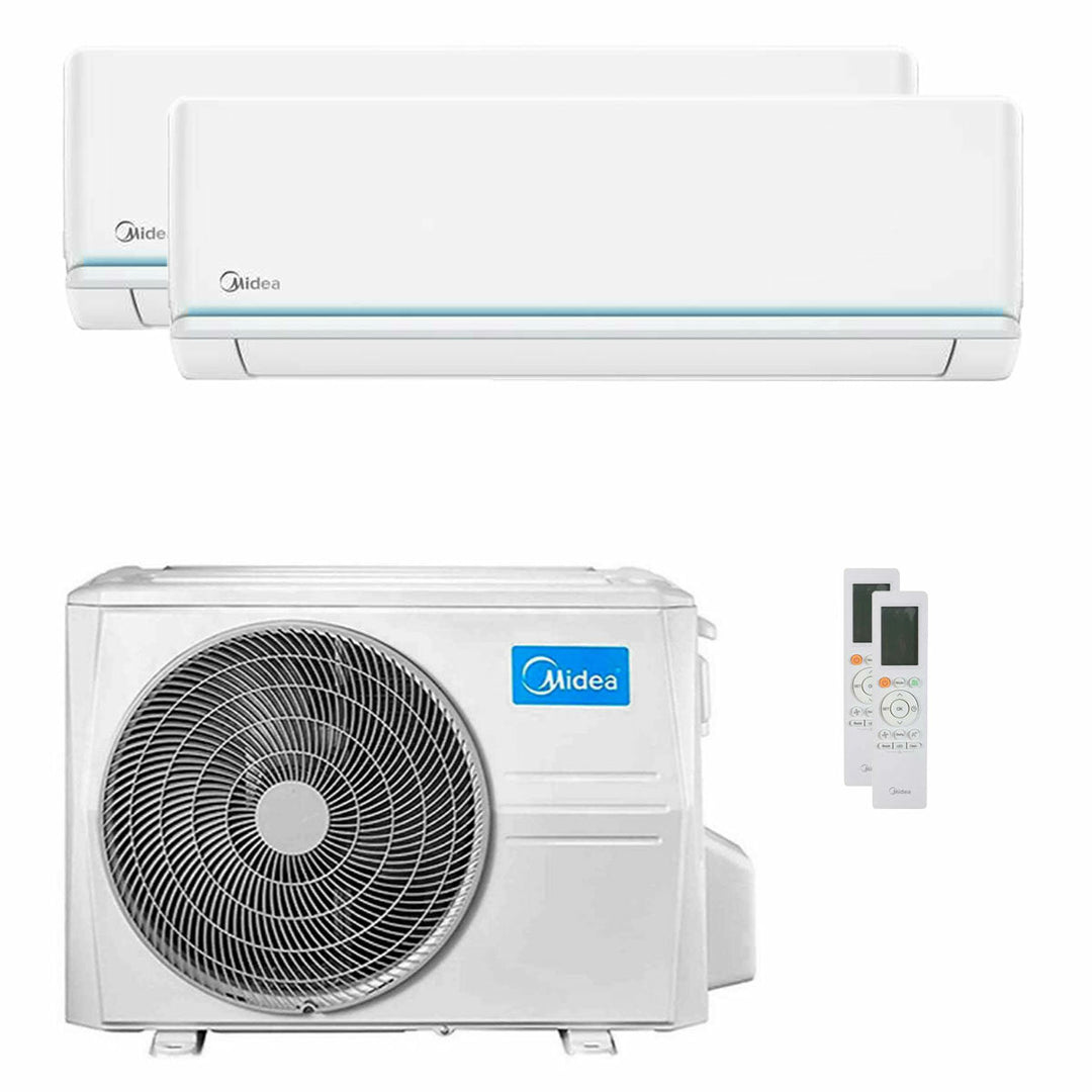 Midea Evolution 9000+12000 BTU – Multisplit-Klimagerät (2 Innengeräte), 5,3/5,57 kW, R32, A++/A+