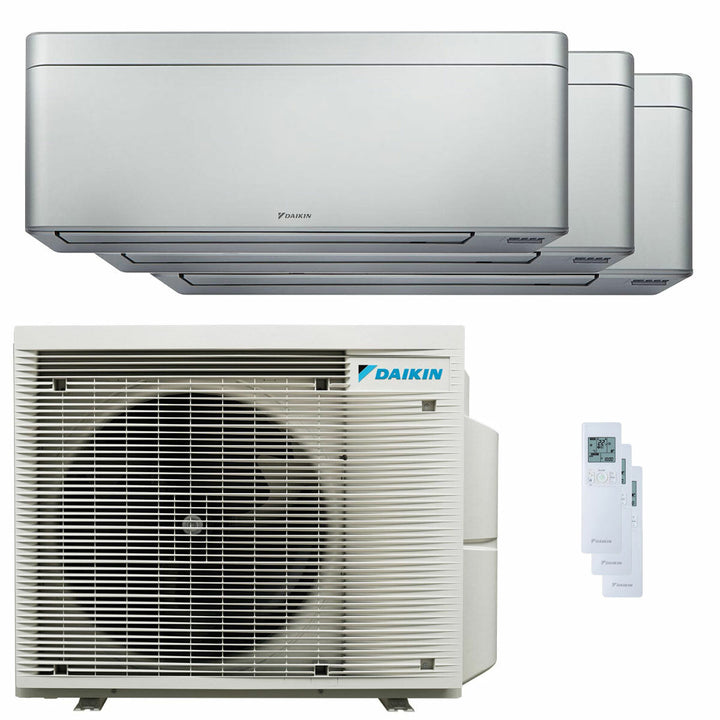 Daikin Stylish Silver 7000+7000+7000 BTU – Multisplit-Klimagerät (3 Innengeräte), 4/4,6 kW, R32, A+++/A++, WLAN