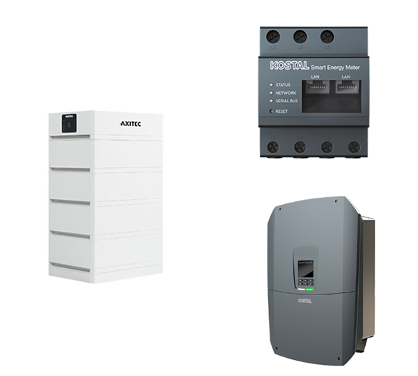 AXITEC + KOSTAL HV-System, 8,5-12,5 kW, 13,5 kWh nutzbar, 3-phasig, AXIstorage Li SV1 13.5 + Plenticore M G3