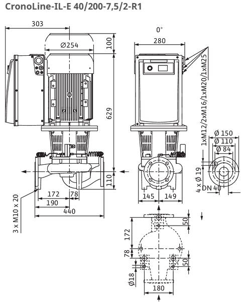 Wilo Pumpe CronoLine IL-E 40/200-7,5/2-R1-S1 Art: 2171031