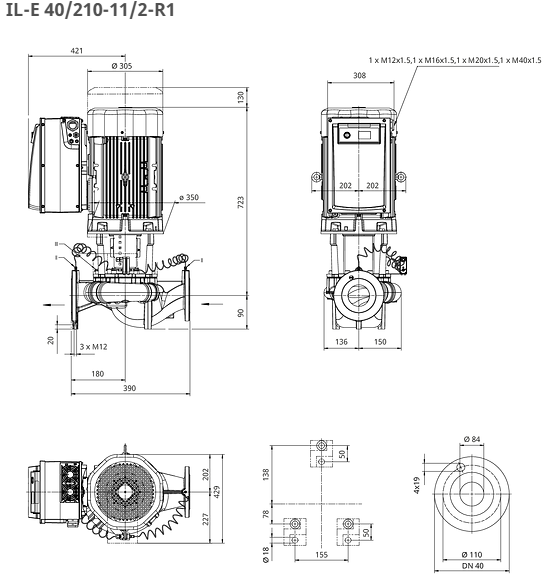 Wilo Pumpe CronoLine IL-E 40/210-11/2-R1 Art: 2231558