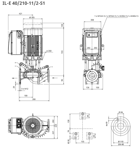 Wilo Pumpe CronoLine IL-E 40/210-11/2-S1 Art: 2231557