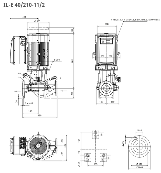 Wilo Pumpe CronoLine IL-E 40/210-11/2 Art: 2231556