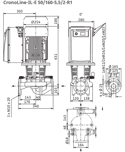 Wilo Pumpe CronoLine IL-E 50/160-5,5/2-R1 Art:2159364