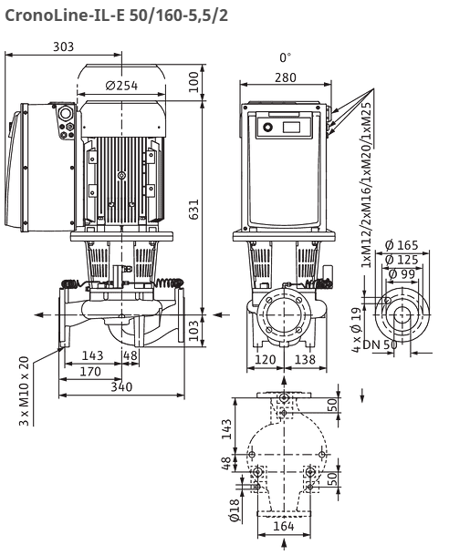 Wilo Pumpe CronoLine IL-E 50/160-5,5/2 Art:2159316
