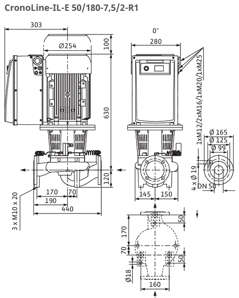 Wilo Pumpe CronoLine IL-E 50/180-7,5/2-R1 Art:2159366