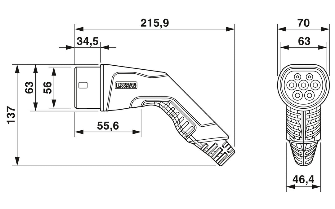 Phoenix Contact Ladekabel EV-T2G3C-3AC32A-7,0M6,0ESBK11