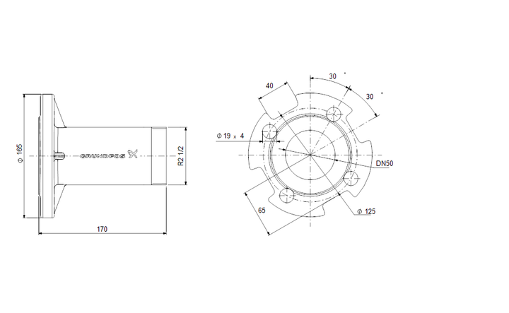 GRUNDFOS Adapter 2 1/2"R - PN 16/40 Art. 120125