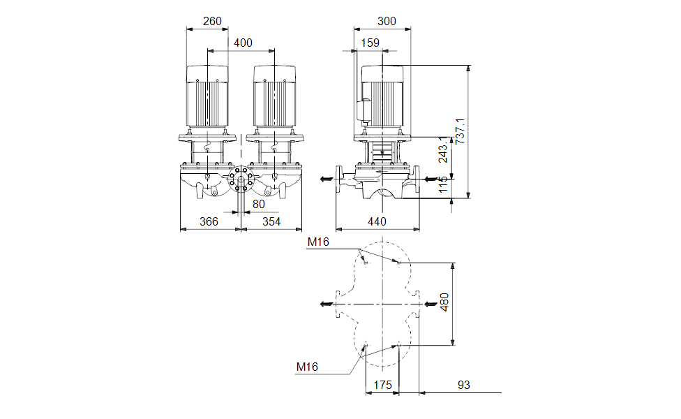 GRUNDFOS Einstufige Inlinepumpe TPD 80-250/2 A-F-A-BQQE-MW1 Art. 96108791