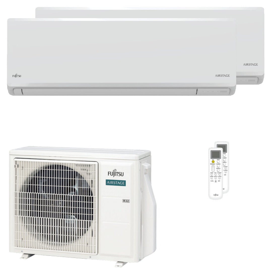 Fujitsu Serie KN WiFi 9000+12000 BTU – Multisplit-Klimagerät (2 Innengeräte), 5/5,6 kW, R32, A+++/A++, WLAN
