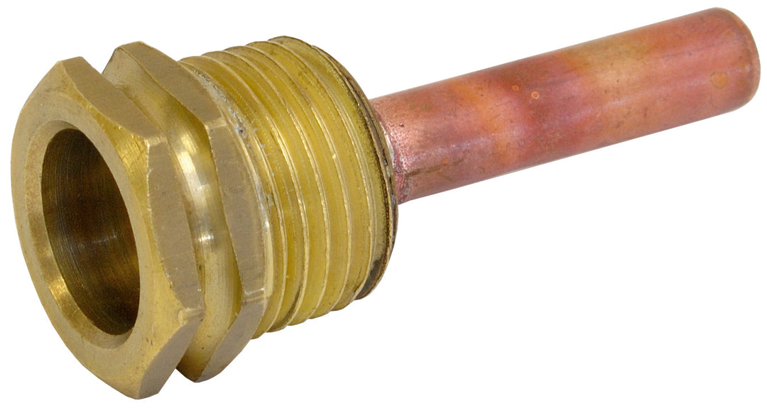 IMIT Tauchhülse Messing für Fühler und Thermostat, Gewinde 1/2" Nippel, Länge 100 mm, Ø 10x11 mm