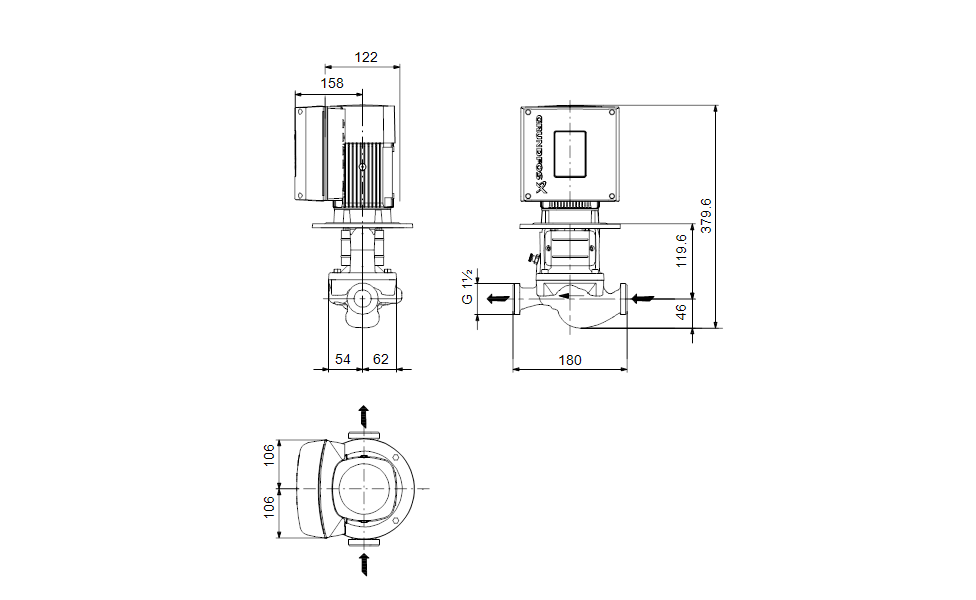 GRUNDFOS Einstufige Inlinepumpen TPE 25-80/2 A-O-A-BQQE-BWB Art. 98525614