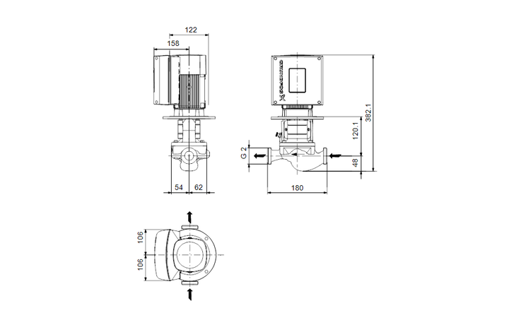 GRUNDFOS Einstufige Inlinepumpen TPE 32-50/2 A-O-A-BQQE-AWB Art. 98525615