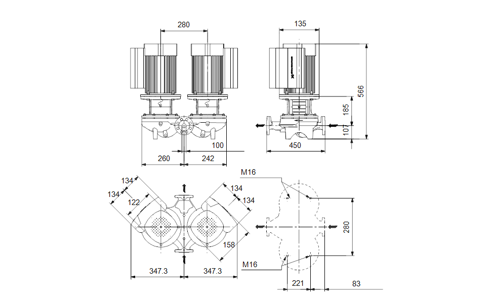 GRUNDFOS Einstufige Inlinepumpe TPED 100-120/2 S-A-F-A-BQQE-IWB Art. 99133716