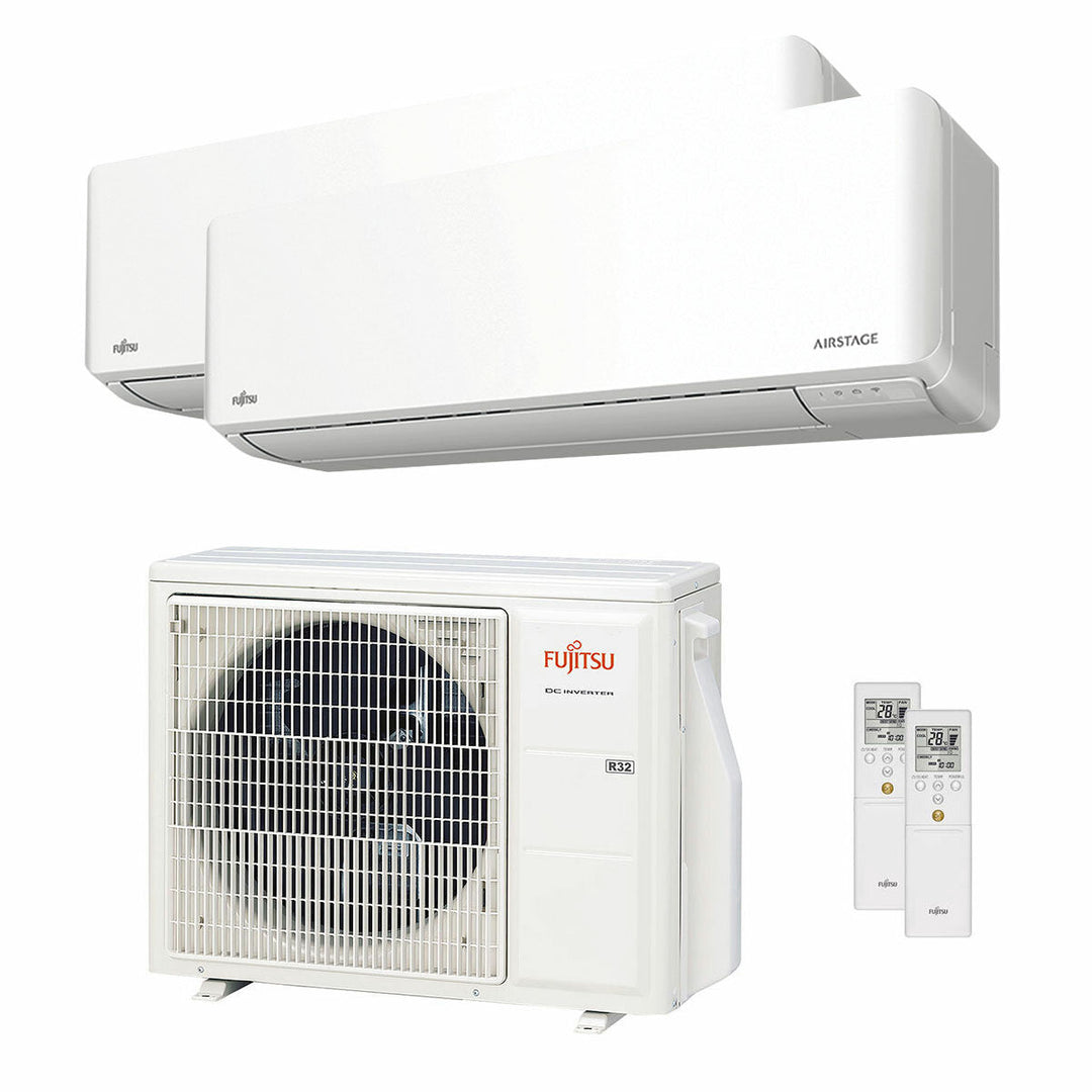 Fujitsu Serie KMCG WiFi 12000+12000 BTU – Multisplit-Klimagerät (2 Innengeräte), 5/5,6 kW, R32, A+++/A++, WLAN