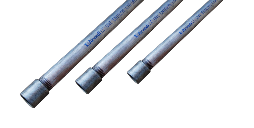 Gewinderohr Stahl verzinkt 3/4", Meterware (Stangen à 3 m)