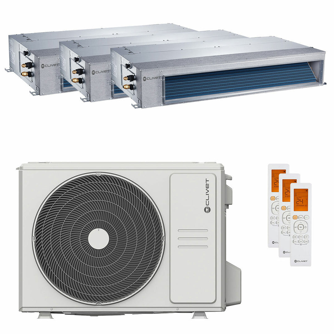 Clivet Kanalgerät DUCT 2 9000+12000+12000 BTU – Multisplit-Klimagerät (3x), 7,9/8,3 kW, R32, A++/A+
