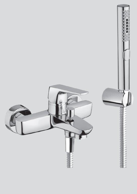 Mamoli Spartaco Einhebel-Wannenmischer mit verstellbarer Brause, chrom