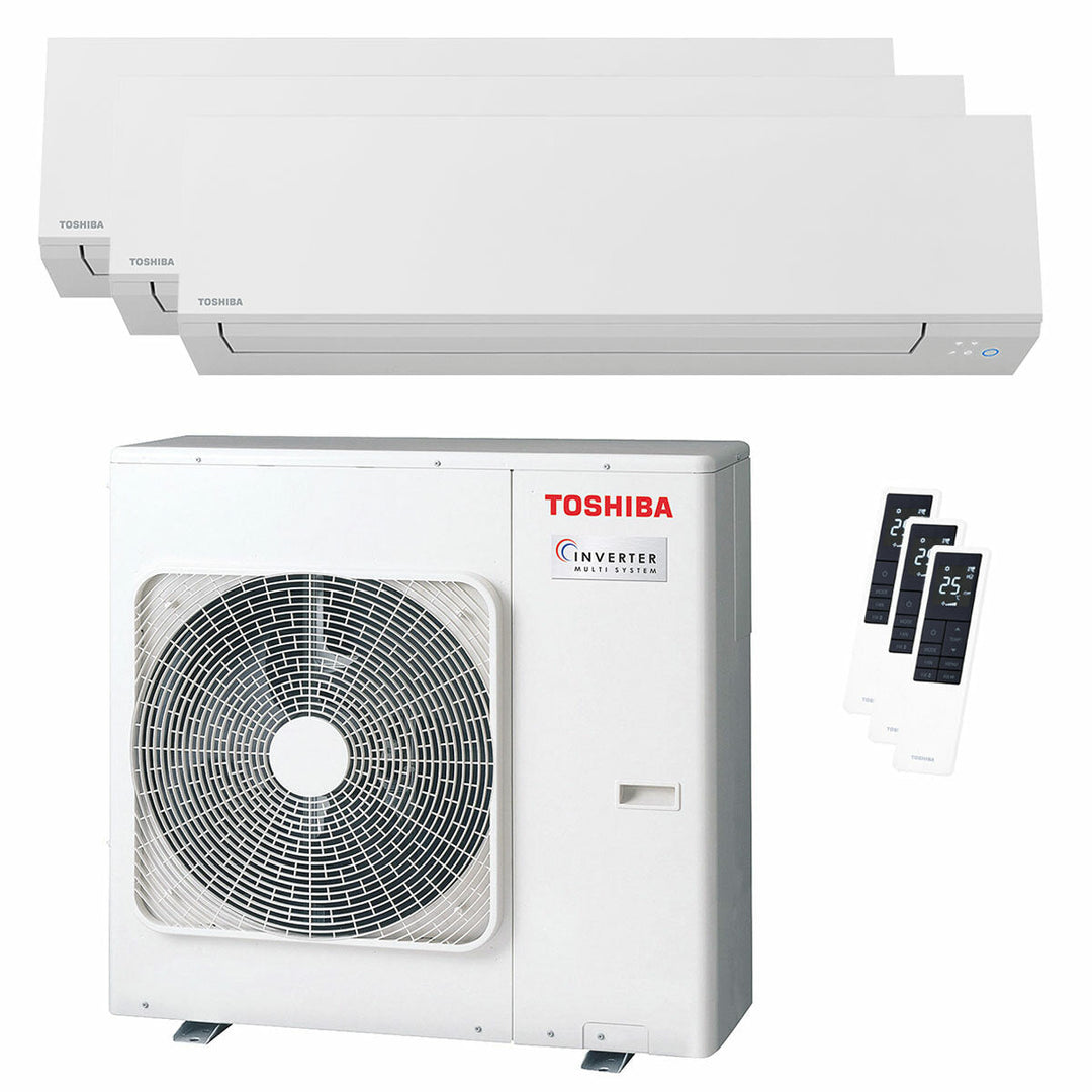 Toshiba SHORAI Edge White 9000+12000+12000 BTU – Multisplit-Klimagerät (3 Innengeräte), 7/8,7 kW, R32, A+++/A++, WLAN