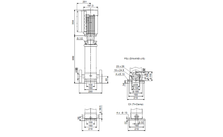 GRUNDFOS CRNE 3-23 Q-CX-T-E-HQQE Art. 99050576