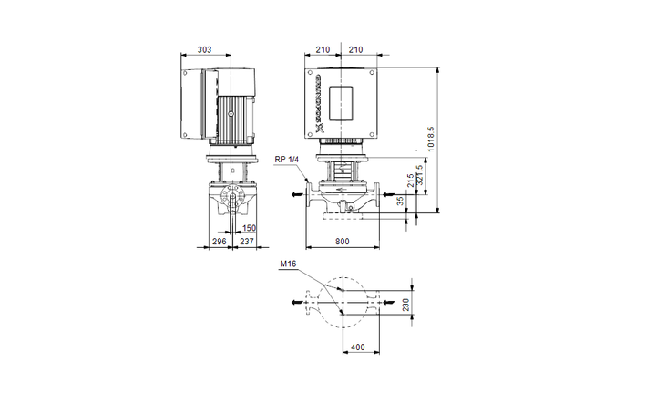 GRUNDFOS Einstufige Inlinepumpe TPE 150-200/4 A-F-A-BAQE-OWA Art. 92952367