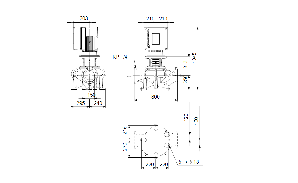 GRUNDFOS Einstufige Inlinepumpe TPE 150-170/4 A-F-B-BQQE-OWA Art. 92952966