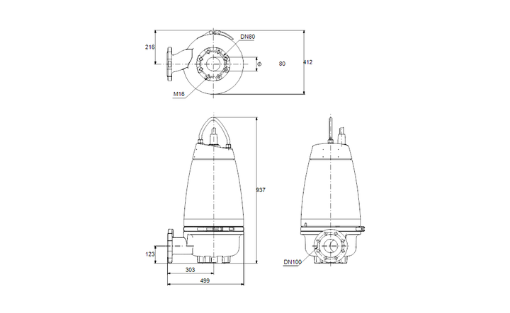GRUNDFOS Tauchmotorpumpe SEV.80.100.110.2.51D Nr. 96780692