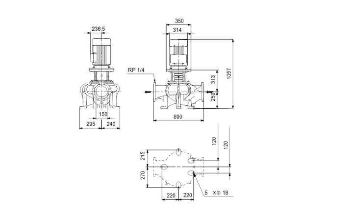 GRUNDFOS Einstufige Inlinepumpe TP 150-155/4 A-F-A-BQQE-NW3 Art. 98908267