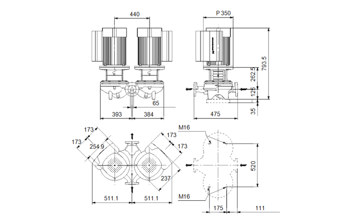 GRUNDFOS Einstufige Inlinepumpe TPED 65-460/2 S-A-F-A-BQQE-NWB Art. 99132835