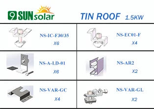 Xiamen 9Sun Solar Technology Co., Ltd. - Montagesysteme - 1.5KW Tin Roof Mounting System NS-Tin-1,5KW - Art. 7309