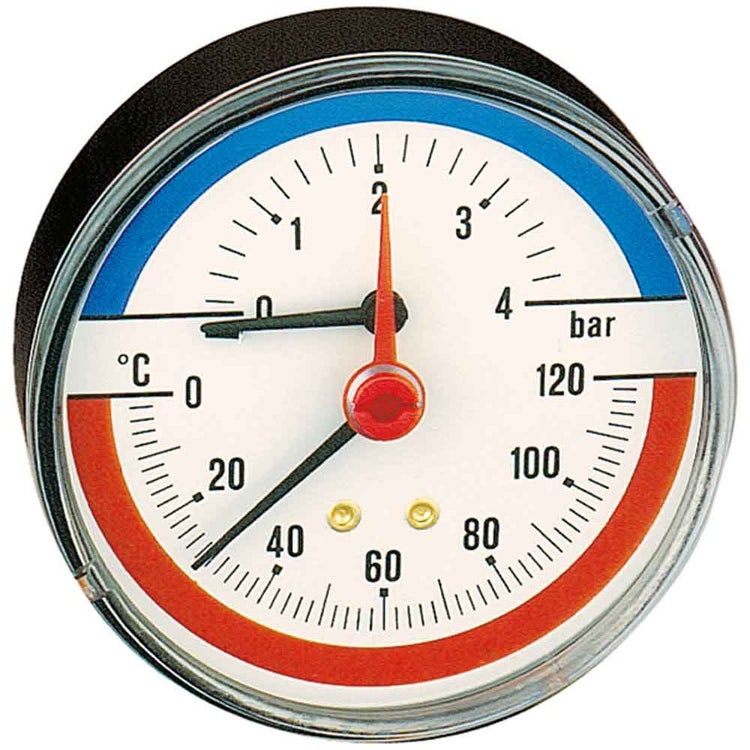 Caleffi Thermomanometer, Rückanschluss 1/2" bar, 0-6 503060