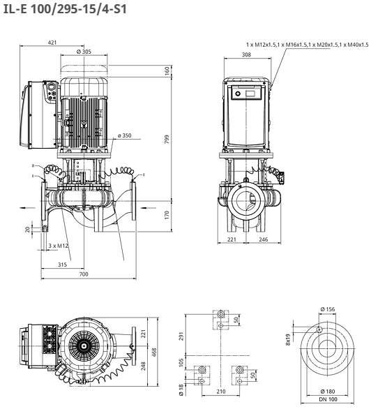 WILO CronoLine Pumpe IL-E 100/295-15/4-S1 Art: 2221287