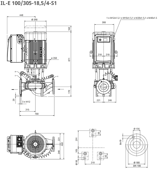 WILO CronoLine Pumpe IL-E 100/305-18,5/4-S1 Art: 2221283