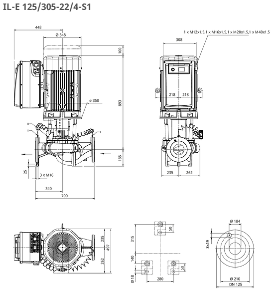 WILO CronoLine Pumpe IL-E 125/305-22/4-S1 Art: 2221299
