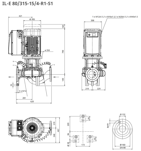 WILO Pumpe CronoLine IL-E 80/315-15/4-R1-S1 Art: 2221269