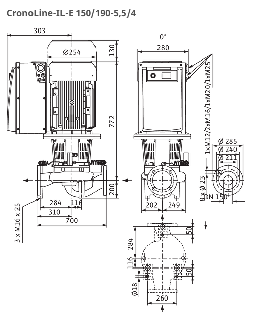 Wilo Pumpe  CronoLine IL-E 150/190-5,5/4 Art. 2159328