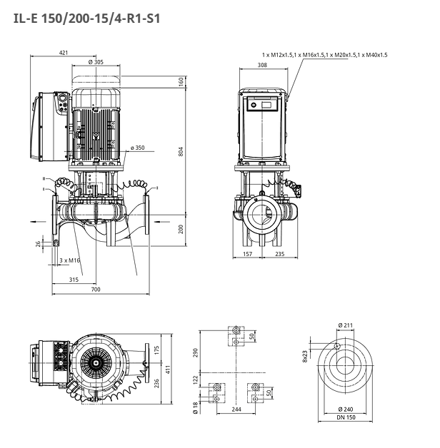 Wilo Pumpe CronoLine IL-E 150/200-15/4-R1-S1 Art. 2226301